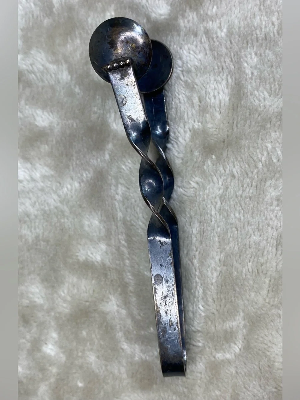 Antique Sterling Silver Sugar Tongs Twist Twisted Handle
